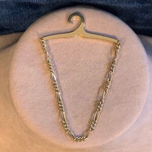 Classic 2" wide Link Gold Tone Vintage Button Style Tie Bar Clip Hanger